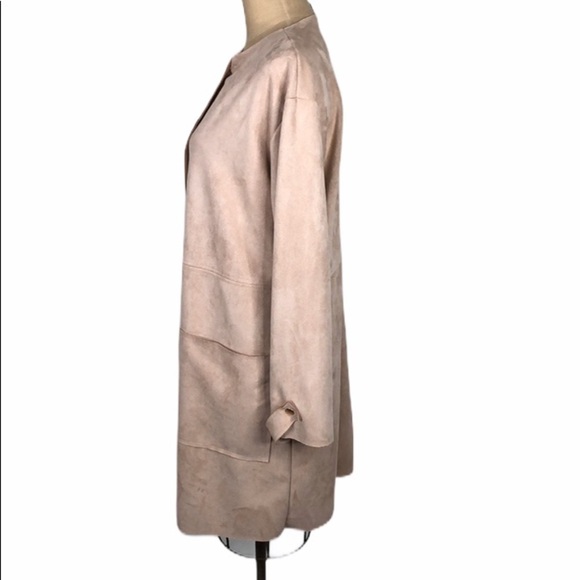 FAVLUX micro suede snap front long jacket SZ L - Picture 3 of 7